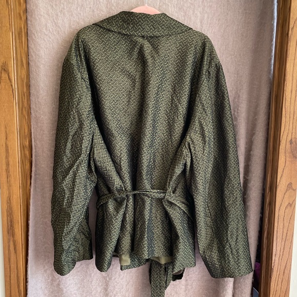 Maggie Barnes green patterned women’s tie jacket coat in plus size 4X - Picture 3 of 5